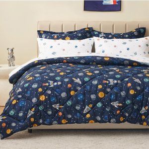 Bed-in-a-Bag for Kids - 5 pc - Twin Size "Space" Children Bedding Set